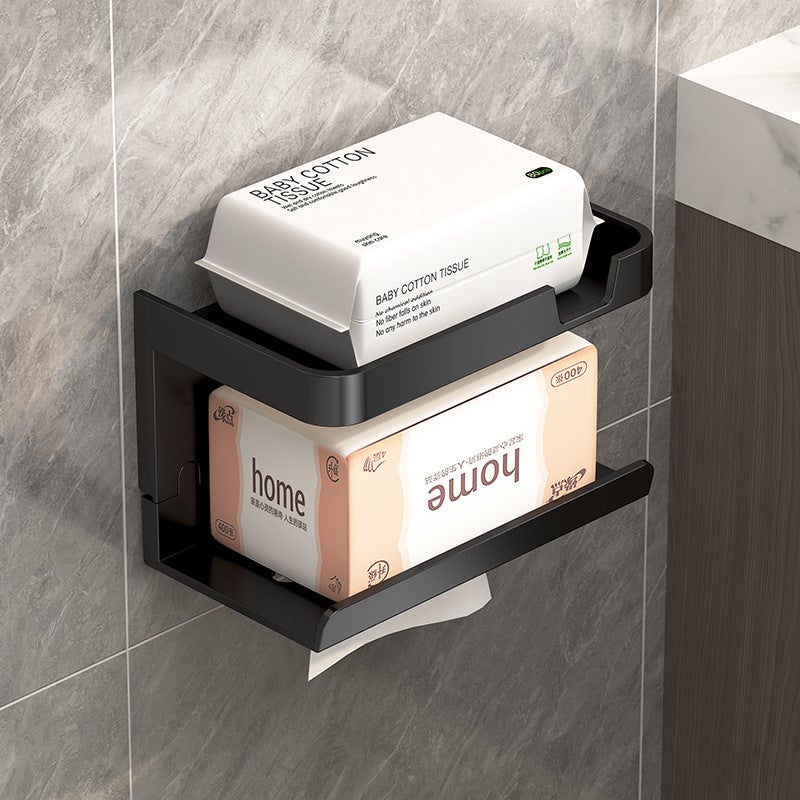 Bathroom Tissue Box Bathroom Tissue Box Storage Rack Punch-Free Toilet Paper Box Wall-Mounted Roll Paper Holder Toilet Rack - Image 1